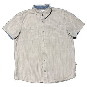 Toad & Co Smythy Shirt Men’s L Beige Tan Organic Cotton Short Sleeve Button Up